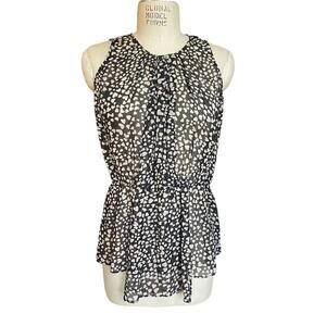 Brochu Walker 100% Silk Heart Print Sleeveless Blouse Size Medium